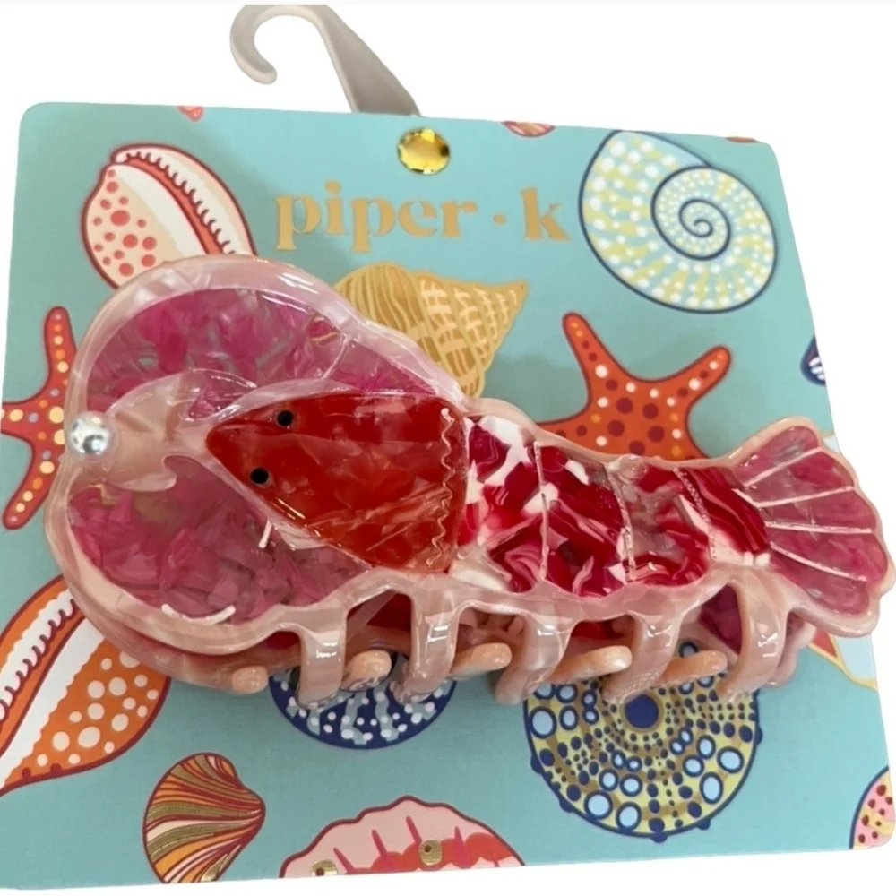 🦞▪️Piper K ▪️ Pink Lobster plastic  Hair  Claw Clip